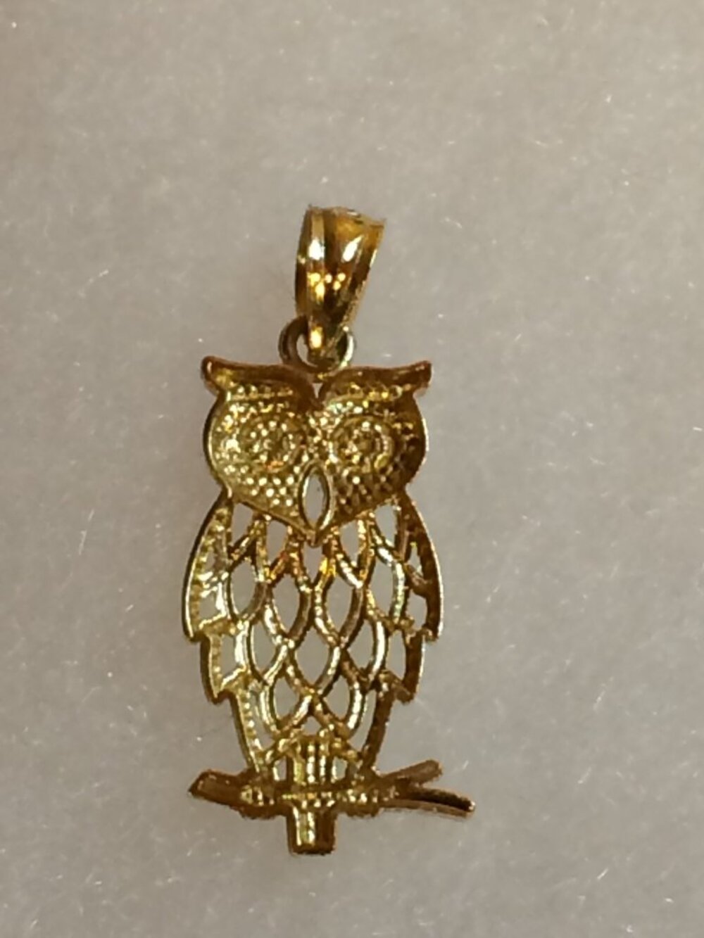14K Solid Gold Owl Pendant - Picture 2 of 6